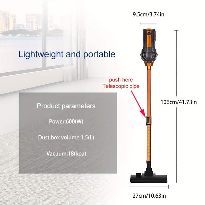 600W 4-in-1 Corded Stick Vacuum Cleaner 18KPa Lightweight Handheld