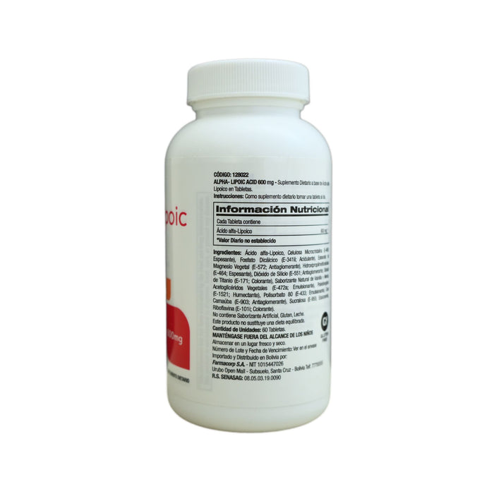 Ácido Alpha Lipoico 600Mg X 60 Tabletas