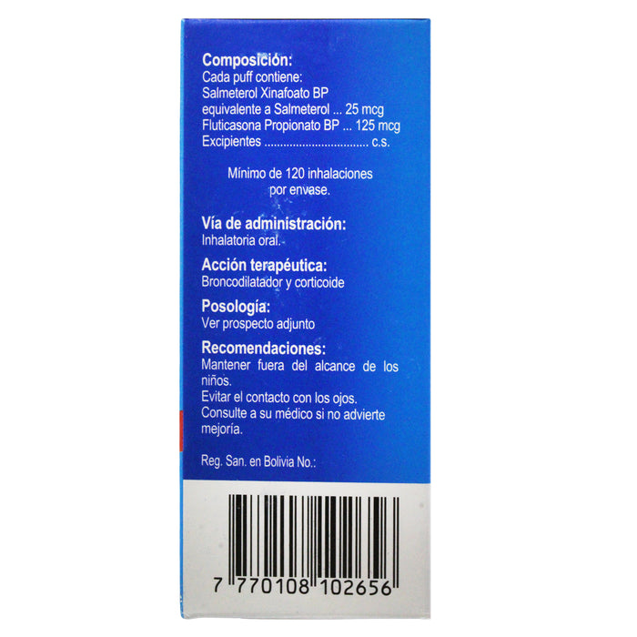 Asmacort 25 125 Aer Oral X 120 Dosis Salmet Flutic