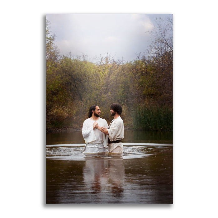 Jesus Christ 'Baptism' by John. Modern Christian art work on metal by Reflections of Christ.