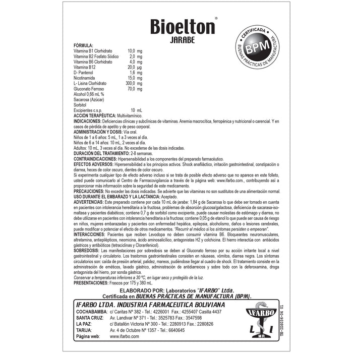 Bioelton Jarabe X 380Ml