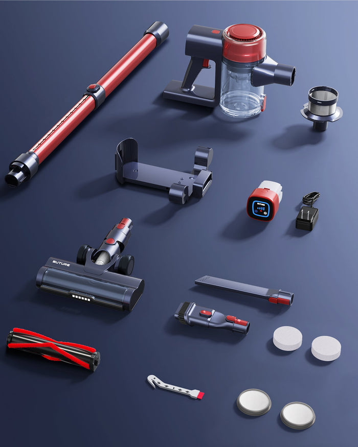 Buture VC50 Red Cordless Vacuum Cleaner | 450W 33KPA