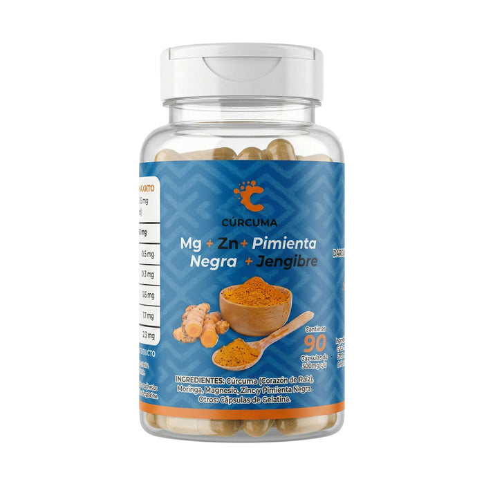 C Curcuma Magnesio Zinc Jengibre Pimienta Negra X 90 Cápsulas