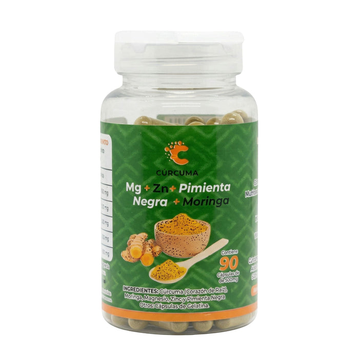C Curcuma Magnesio Zinc Moringa Pimienta Negra X 90 Cápsulas