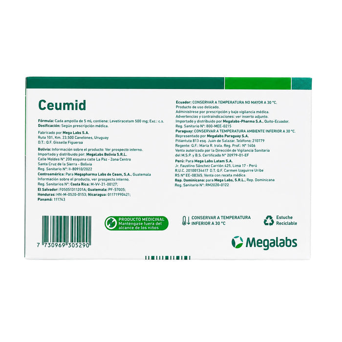 Ceumid Levetiracetam 500Mg Iv 5Ml X Ampolla