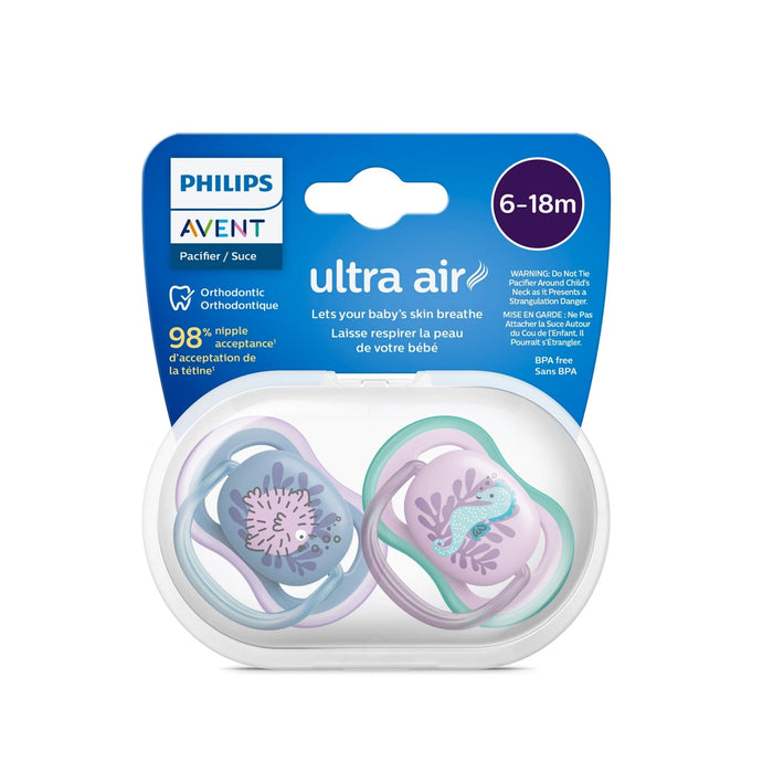 Chupete Avent Ultra Air 6-18M Niña Scf085/61 X 2 Unidades