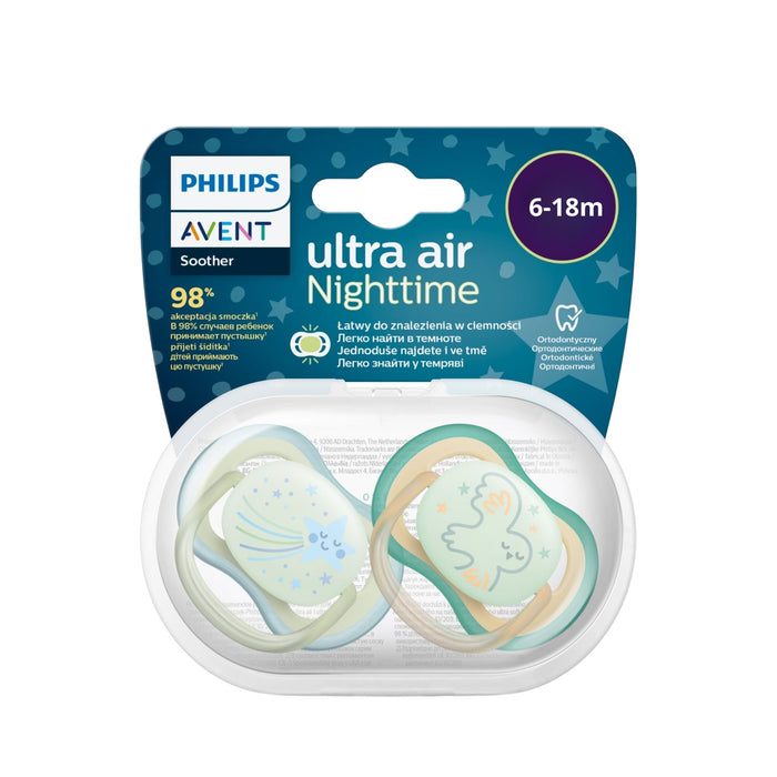 Chupete Avent Ultra Air Noche 6-18M Nino Scy376/13 X 2 Unidades