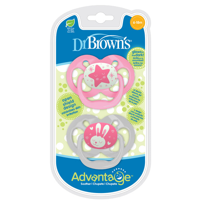 Chupete Fluorescente Dr Browns 6-18M Rosa X 2 Piezas