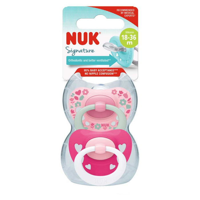 Chupete Signature Nuk Rosado 18-36M X 2 Unidades