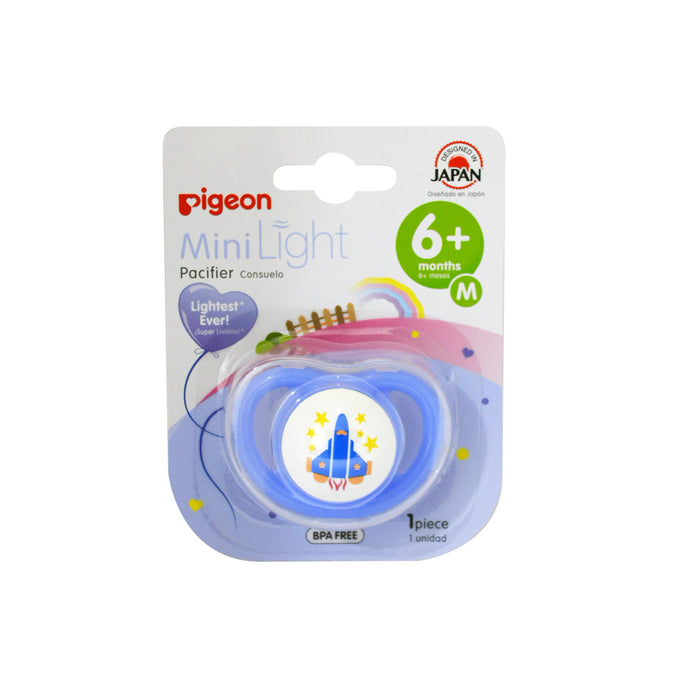 Chupete Silicona Mini Light Pigeon 6M+ Cohete Azul