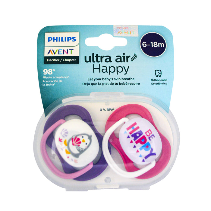 Chupete Ultra Air Avent 6-18M Niña X 2 Unidades