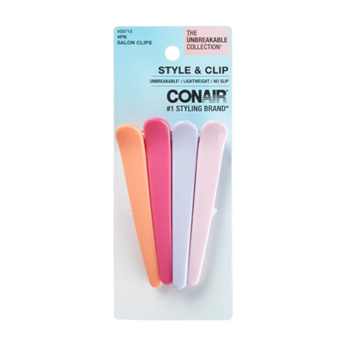 Clip De Salón Para Pelo Conair Colores Pasteles X 4 Piezas
