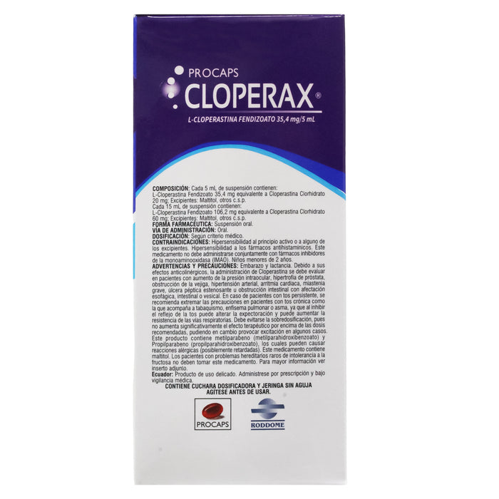 Cloperax 20Mg 5Ml Suspension X 120Ml Cloperastina