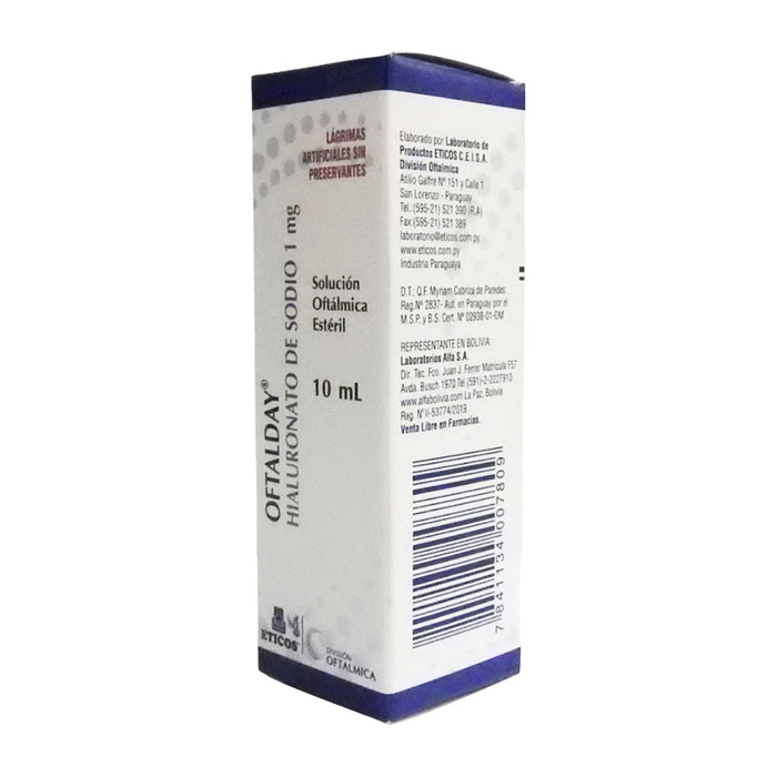 Colirio Oftalday Hialuronato De Sodio 0.1% X 10 Ml