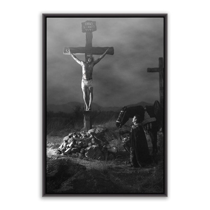Modern Christian wall art. 'Confession' Savior Jesus on metal with black frame by Reflections of Christ.