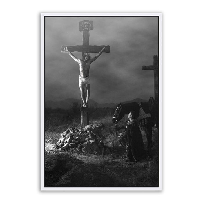 Modern Christian wall art. 'Confession' Savior Jesus on metal with white frame by Reflections of Christ.