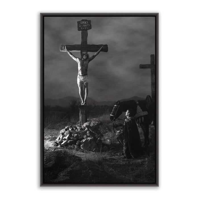 Modern Christian wall art. 'Confession' Savior Jesus on canvas with black frame by Reflections of Christ.