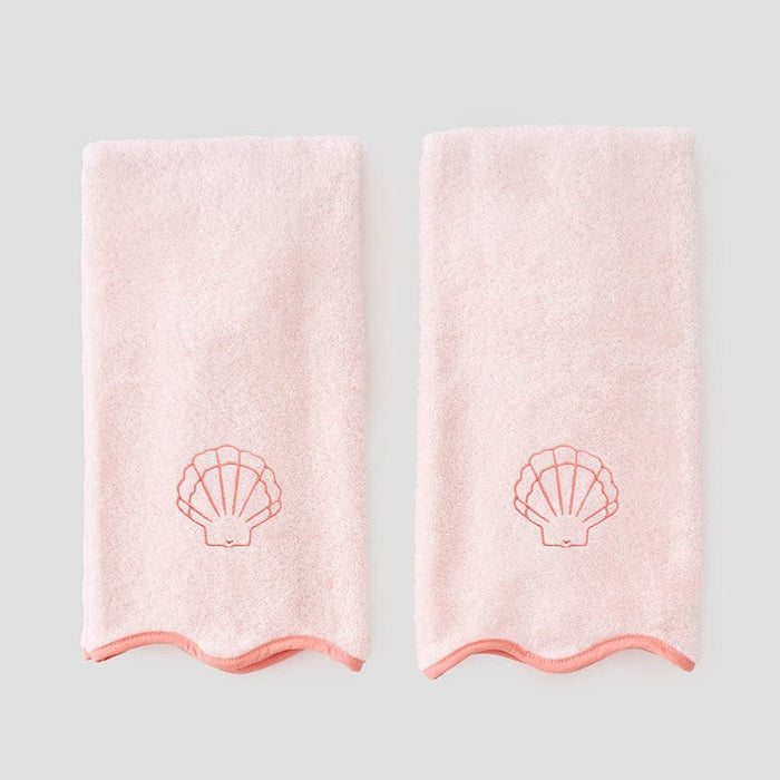 Coral Shell Scallop Bath Hand Towels (pair)