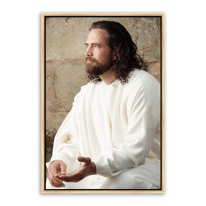 Jesus Christ 'Counselor' portrait. Modern realistic Christian art photo on canvas with gold frame by Reflections of Christ.