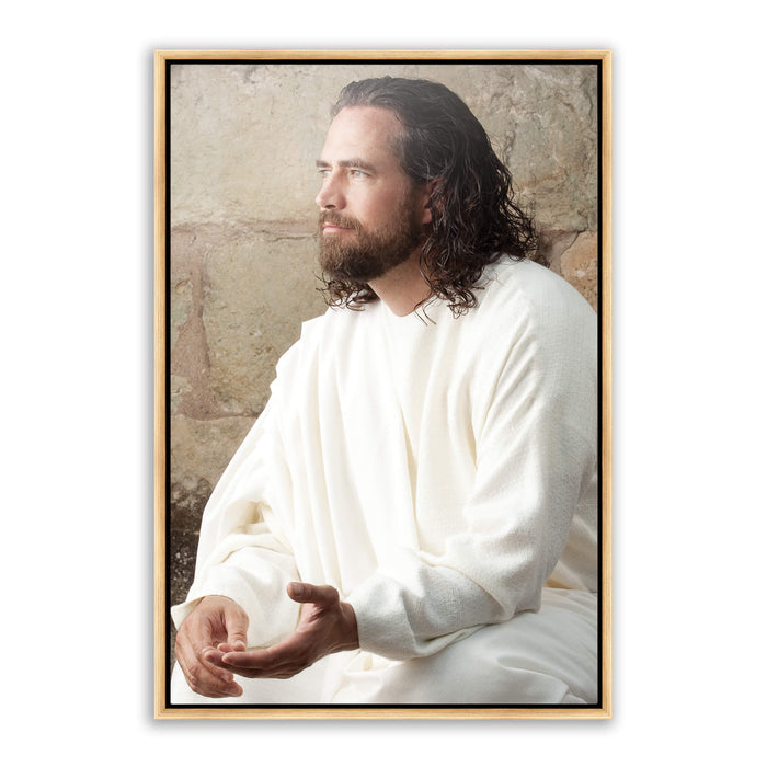 Jesus Christ 'Counselor' portrait. Modern realistic Christian art photo on metal with gold frame by Reflections of Christ.
