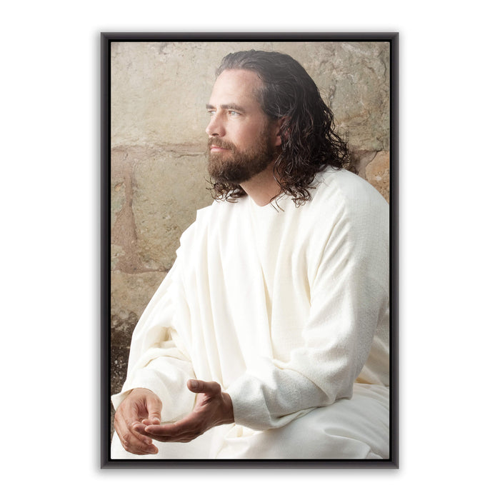 Jesus Christ 'Counselor' portrait. Modern realistic Christian art photo on metal with black frame by Reflections of Christ.