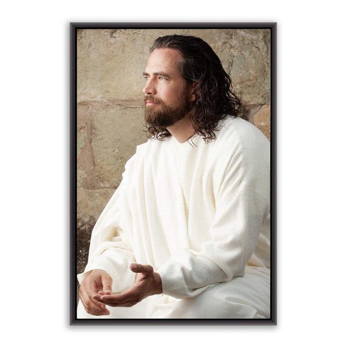 Jesus Christ 'Counselor' portrait. Modern realistic Christian art photo on canvas with black frame by Reflections of Christ.