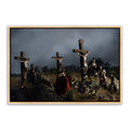 Jesus Christ 'Crucifixion' scene. Modern Christian wall art on canvas with gold frame by Reflections of Christ.