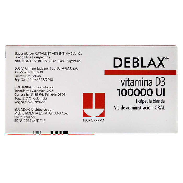 Deblax Vitamina D3 100000Ui X Caja/ 1 Capsula Blanda