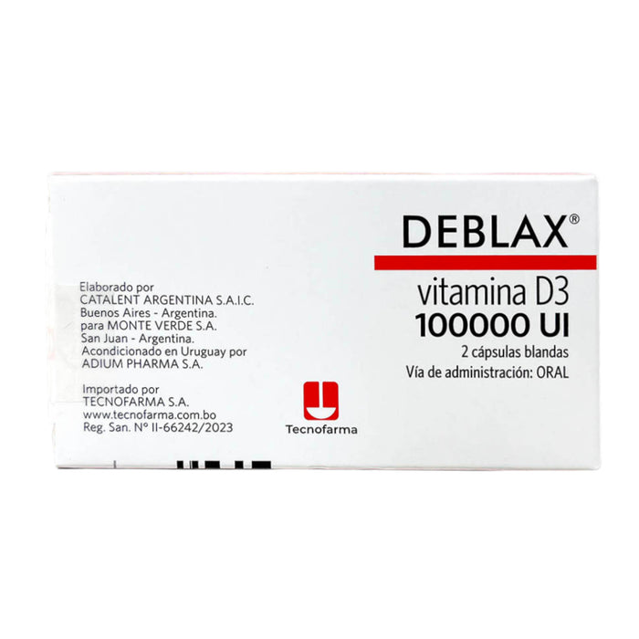 Deblax Vitamina D3 100000Ui X Caja/ 2 Capsulas Blandas