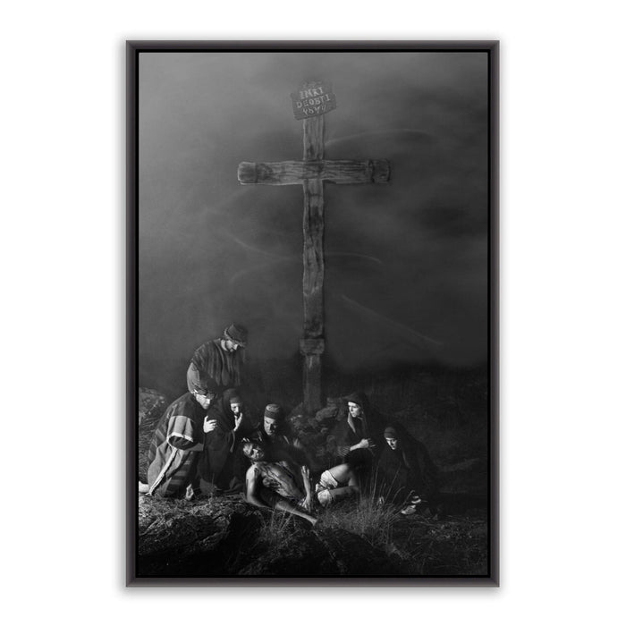 Jesus Christ 'Descent' from the cross. Realistic Christian art work on metal with black frame by Reflections of Christ.
