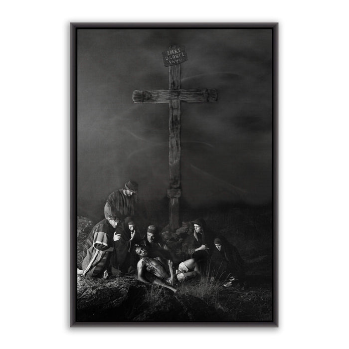 Jesus Christ 'Descent' from the cross. Realistic Christian art work on canvas with black frame by Reflections of Christ.