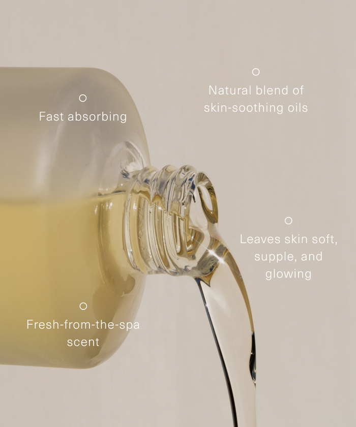 Dew Body Oil is a fast-absorbing, natural blend of skin-soothing oils that leaves skin soft, supple, glowing, and lightly scented with a fresh-from-the-spa fragrance.
