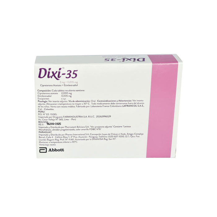 Dixi 35 Ciproterona 2Mg Etinilestradiol 0.035Mg X Caja
