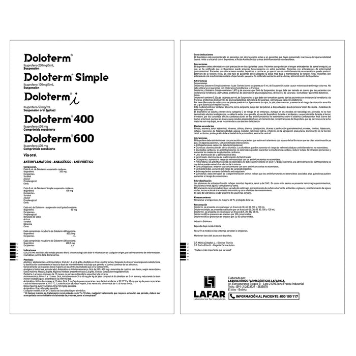 Doloterm 200Mg 5Ml Susp X 100Ml Ibuprofeno