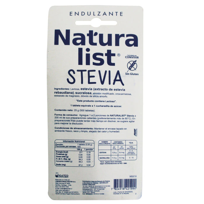Edulcorante Naturalist X 500 Tabletas
