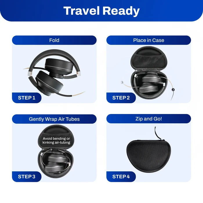 EMF Radiation-Free Air Tube Over-Ear Headphones with Built-In Mic and Full-Range Stereo Sound