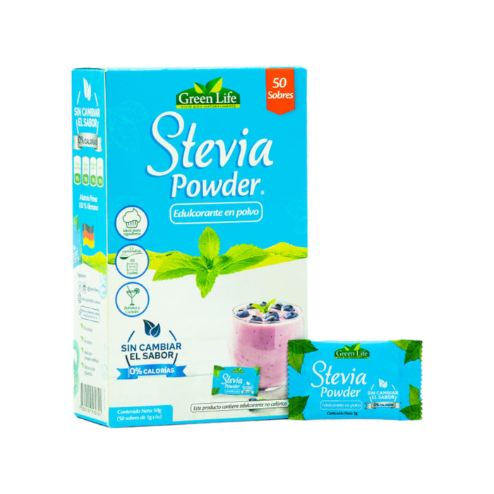 Endulzante En Polvo Green Life Stevia X 50 Sobres