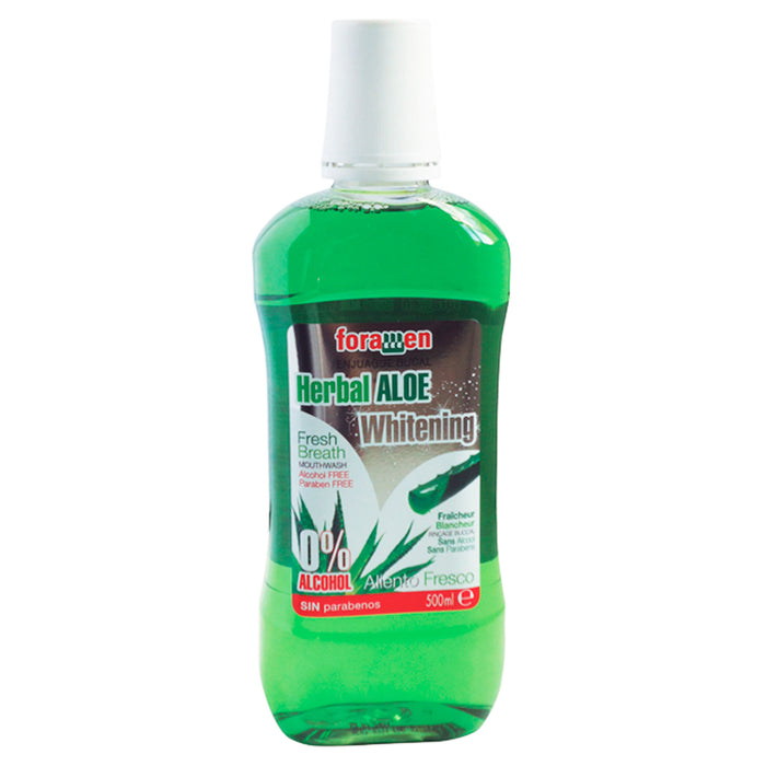 Botella de enjuague bucal Foramen Herbal Aloe, 500ml.