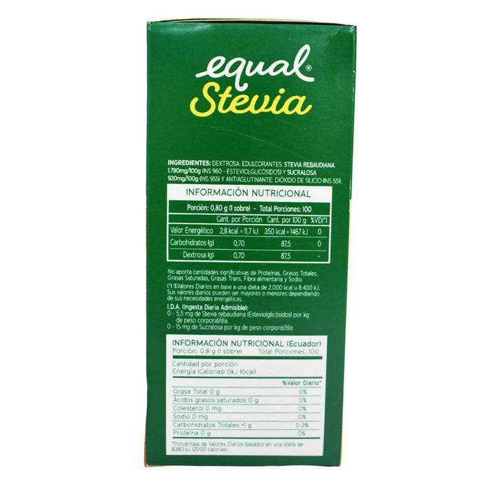 Equal Edulcorante Stevia X 100 Sobres