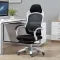 Ergonomic gaming chair black with footrest - front view