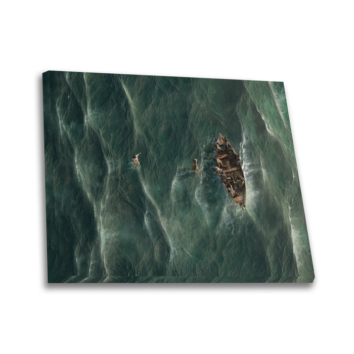 Eyes on Jesus by Reflections of Christ, Jesus walking on water toward Peter on the Sea of Galilee, on gallery canvas. Large Christian wall art.