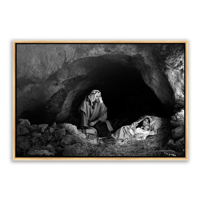 Joseph protector of Jesus Christ. 'Father' realistic Christian art photo on metal with gold frame by Reflections of Christ.