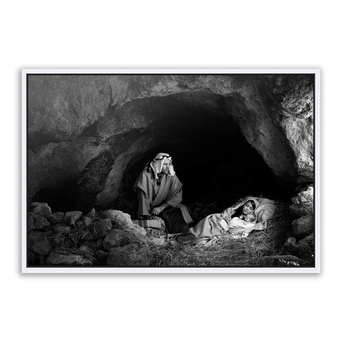 Joseph protector of Jesus Christ. 'Father' realistic Christian art photo on metal with white frame by Reflections of Christ.