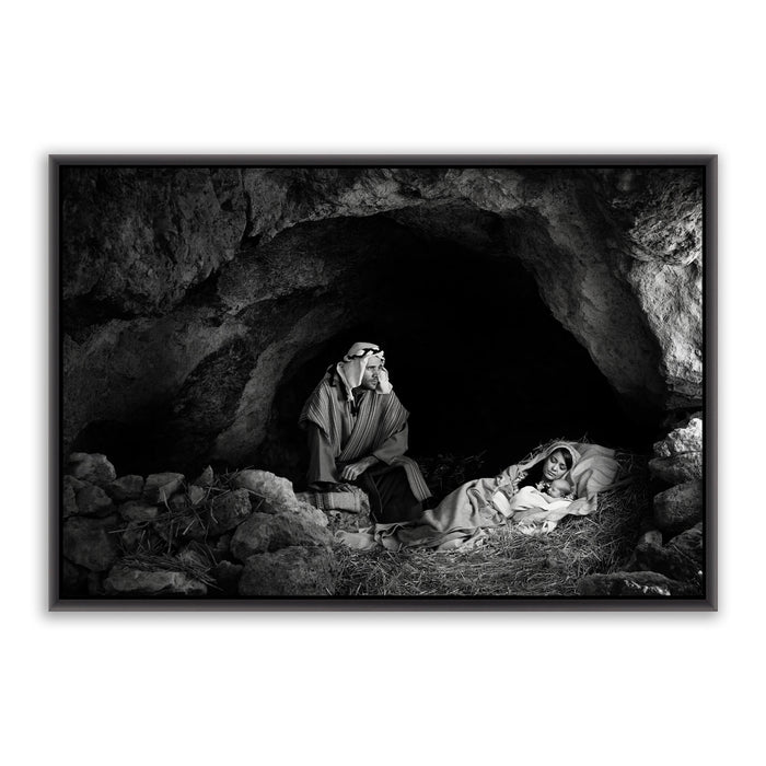 Joseph protector of Jesus Christ. 'Father' realistic Christian art photo on canvas with black frame by Reflections of Christ.