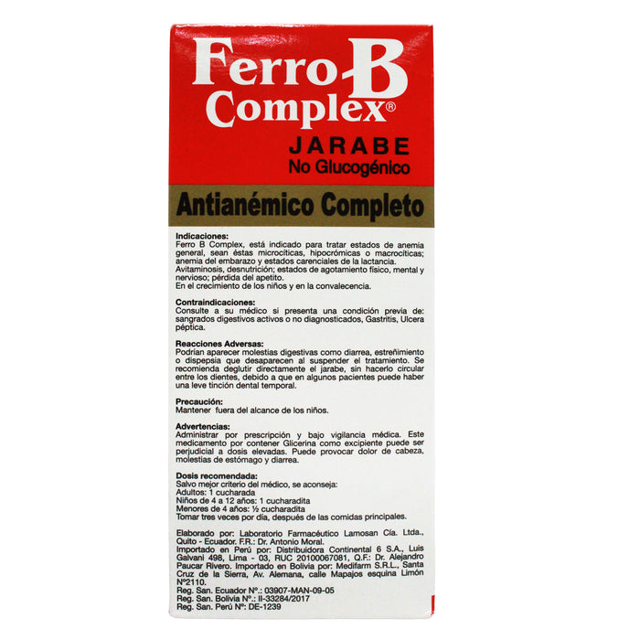 Ferro B Complex Jarabe Hierro Y Vitaminas X 240Ml