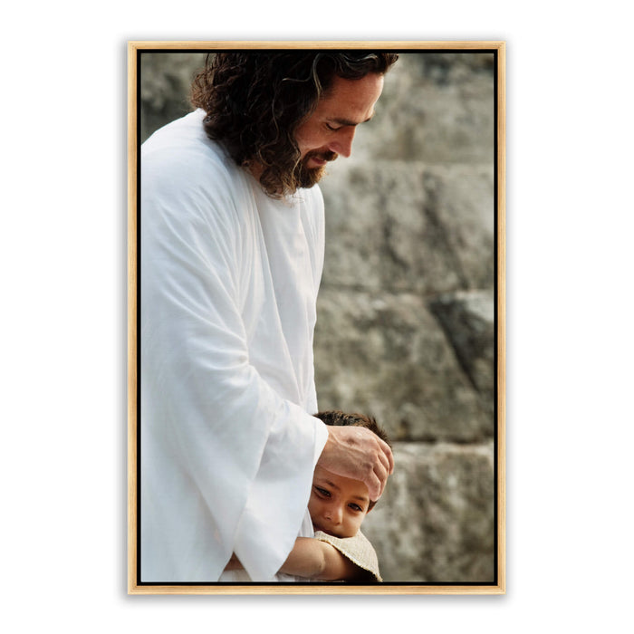 Resurrected Jesus Christ images. 'First Instinct' realistic Christian paintings on canvas with gold frame by Reflections of Christ.