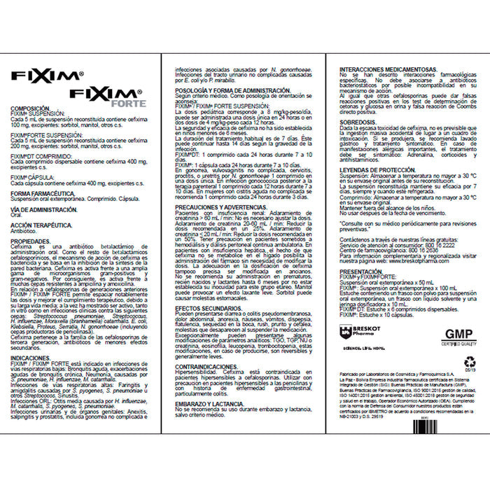 Fixim 100Mg 5Ml Susp X 50Ml Cefixima