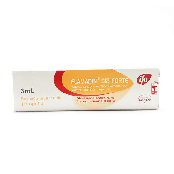 Flamadin B12 Forte Diclofenaco Sodico 75Mg Y Vitamina B12 25000Ui X Ampolla