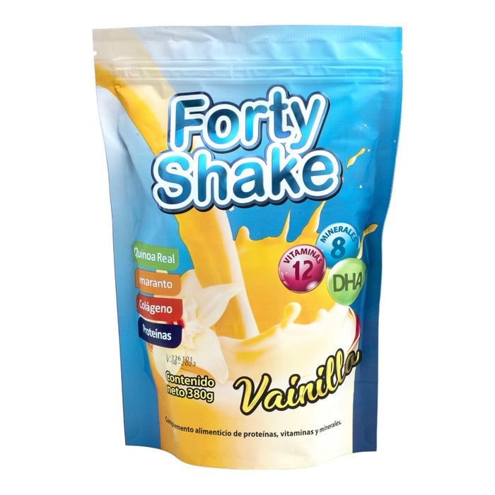 Envase de batido Forty Shake sabor vainilla.
