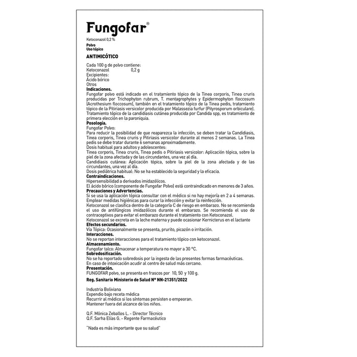 Fungofar 0.2% Talco X 100G Ketoconazol